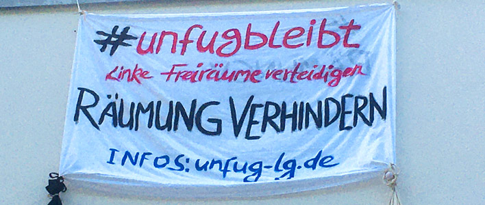 Banner "#unfugbleibt"